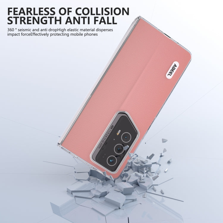For Honor Magic V2 RSR Porsche Design ABEEL Transparent Frame Genuine Leather Wave Phone Case