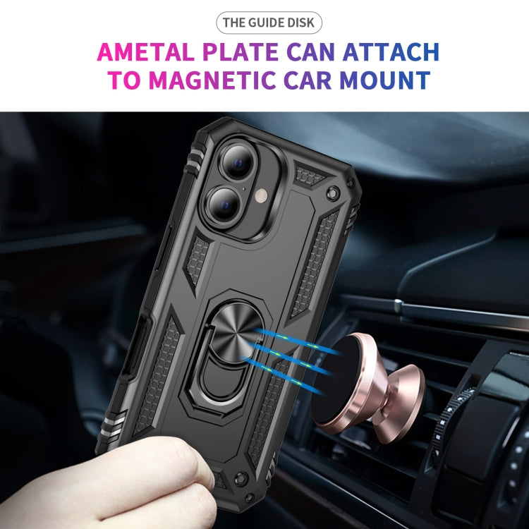For iPhone 16 Shockproof TPU Hybrid PC Phone Case with Holder