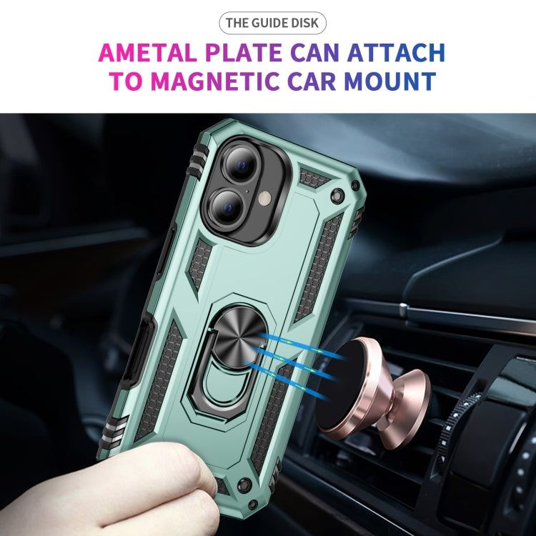 For iPhone 16 Plus Shockproof TPU Hybrid PC Phone Case with Holder