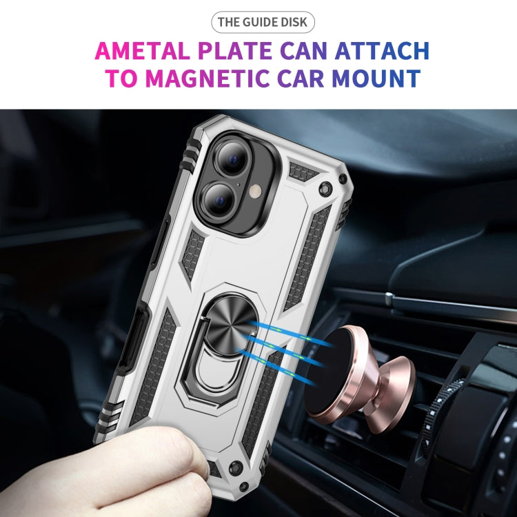 For iPhone 16 Plus Shockproof TPU Hybrid PC Phone Case with Holder