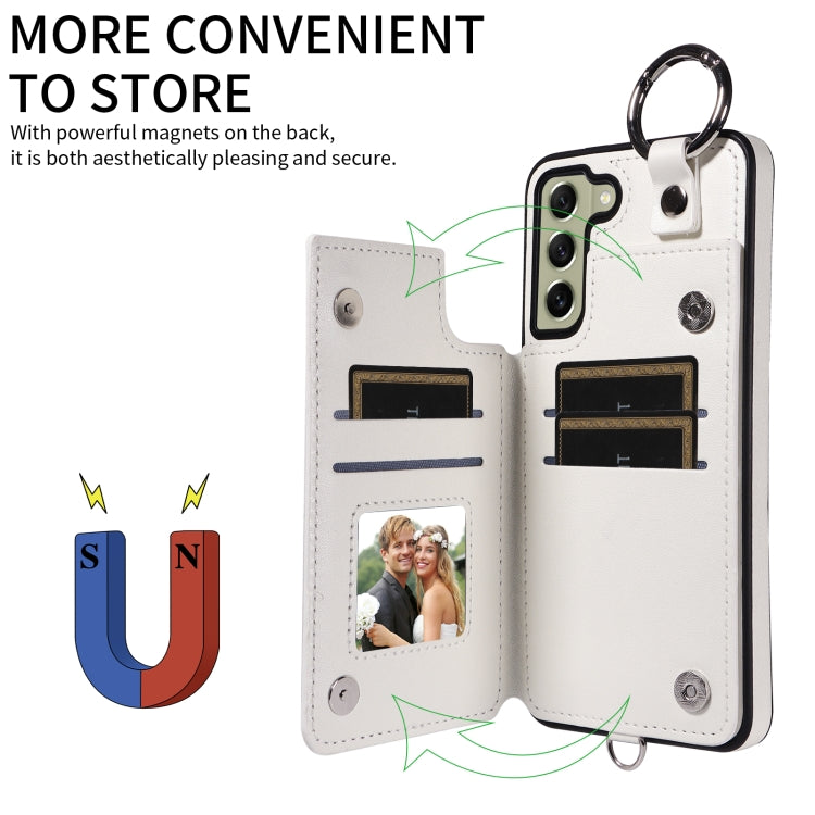 For Samsung Galaxy S21 FE 5G Rhombic Texture Card Bag Phone Case with Short Lanyard