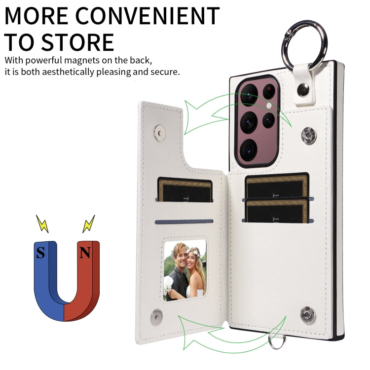 For Samsung Galaxy S22 Ultra 5G Rhombic Texture Card Bag Phone Case with Short Lanyard