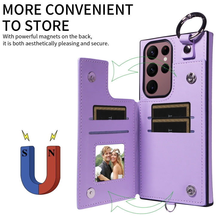For Samsung Galaxy S22 Ultra 5G Rhombic Texture Card Bag Phone Case with Short Lanyard
