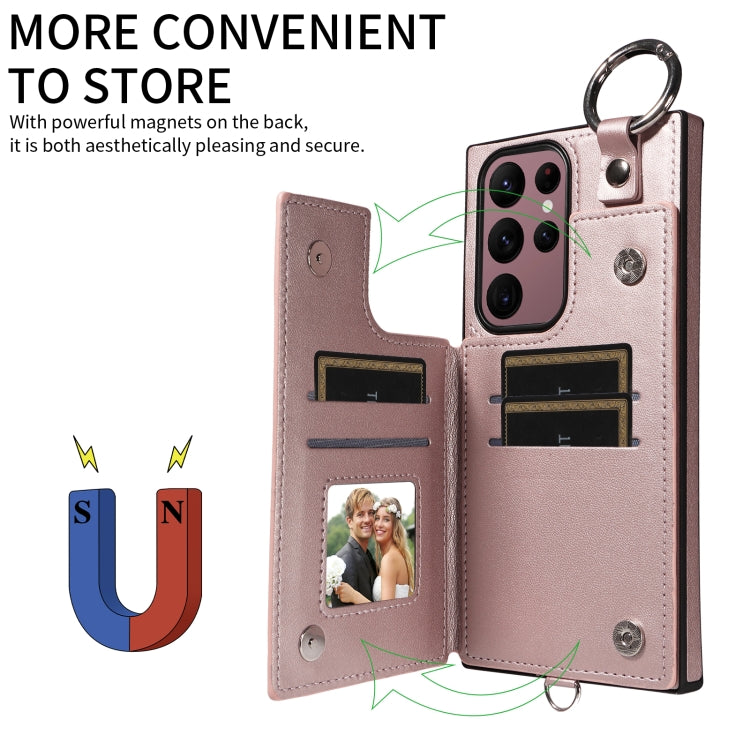 For Samsung Galaxy S22 Ultra 5G Rhombic Texture Card Bag Phone Case with Short Lanyard