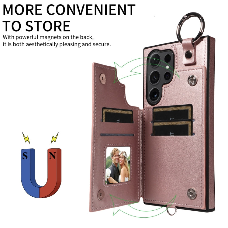 For Samsung Galaxy S24 Ultra 5G Rhombic Texture Card Bag Phone Case with Short Lanyard