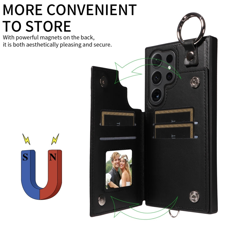 For Samsung Galaxy S24 Ultra 5G Rhombic Texture Card Bag Phone Case with Short Lanyard