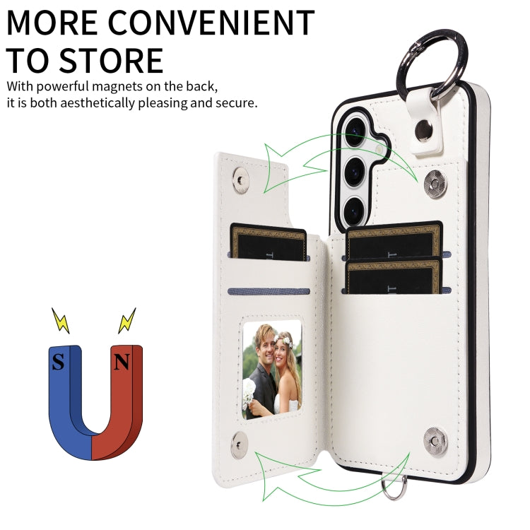 For Samsung Galaxy S24 5G Rhombic Texture Card Bag Phone Case with Short Lanyard