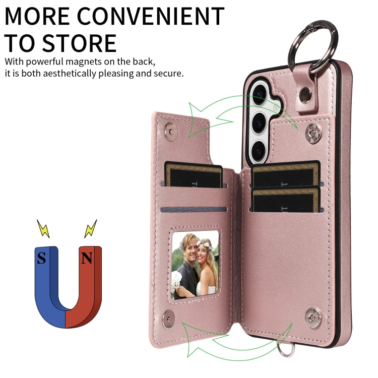 For Samsung Galaxy S24 5G Rhombic Texture Card Bag Phone Case with Short Lanyard