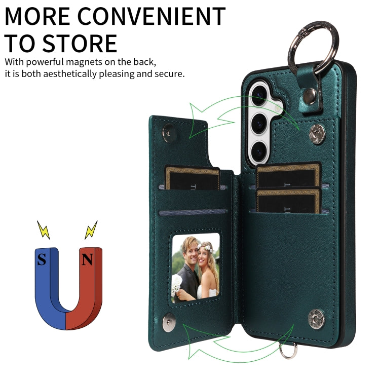 For Samsung Galaxy S24 5G Rhombic Texture Card Bag Phone Case with Short Lanyard