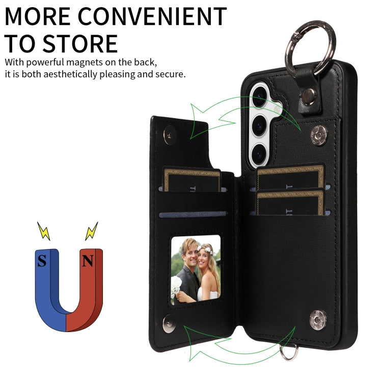For Samsung Galaxy S24 5G Rhombic Texture Card Bag Phone Case with Short Lanyard