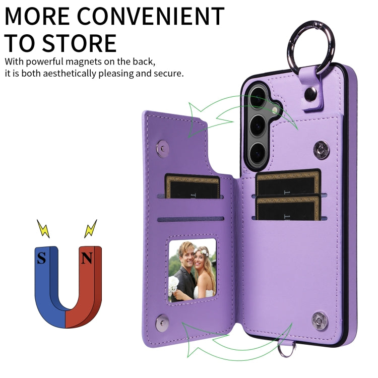 For Samsung Galaxy S24+ 5G Rhombic Texture Card Bag Phone Case with Short Lanyard