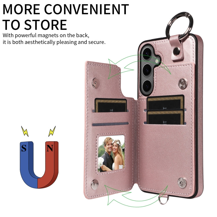 For Samsung Galaxy S24+ 5G Rhombic Texture Card Bag Phone Case with Short Lanyard