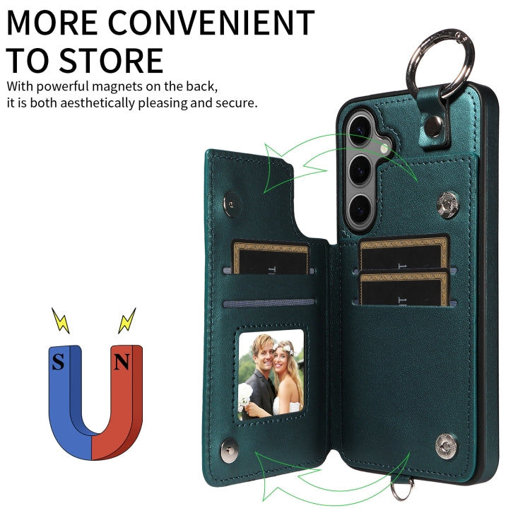 For Samsung Galaxy S24+ 5G Rhombic Texture Card Bag Phone Case with Short Lanyard