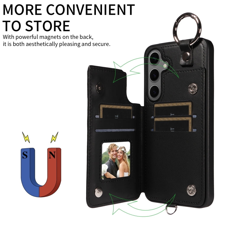 For Samsung Galaxy S24+ 5G Rhombic Texture Card Bag Phone Case with Short Lanyard
