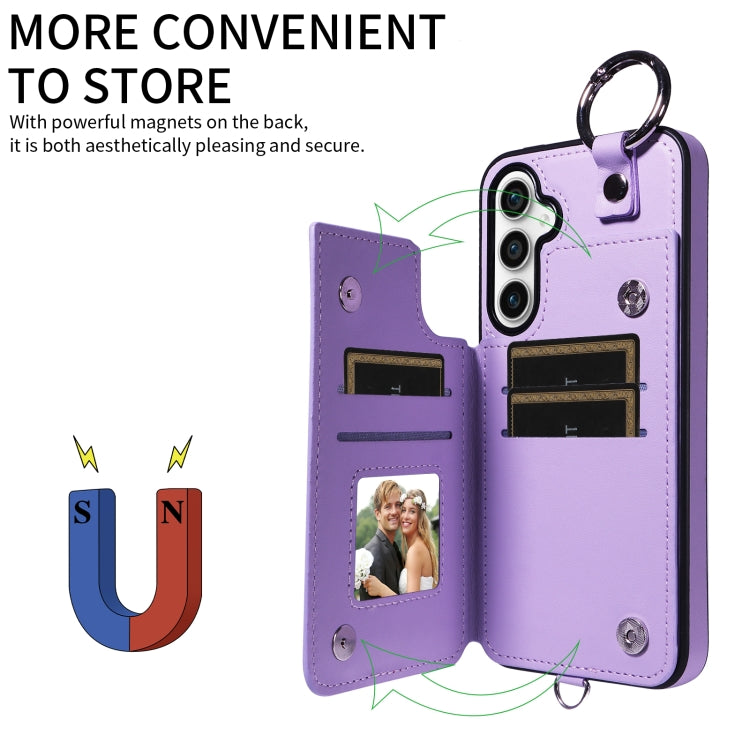 For Samsung Galaxy S23 FE 5G Rhombic Texture Card Bag Phone Case with Short Lanyard