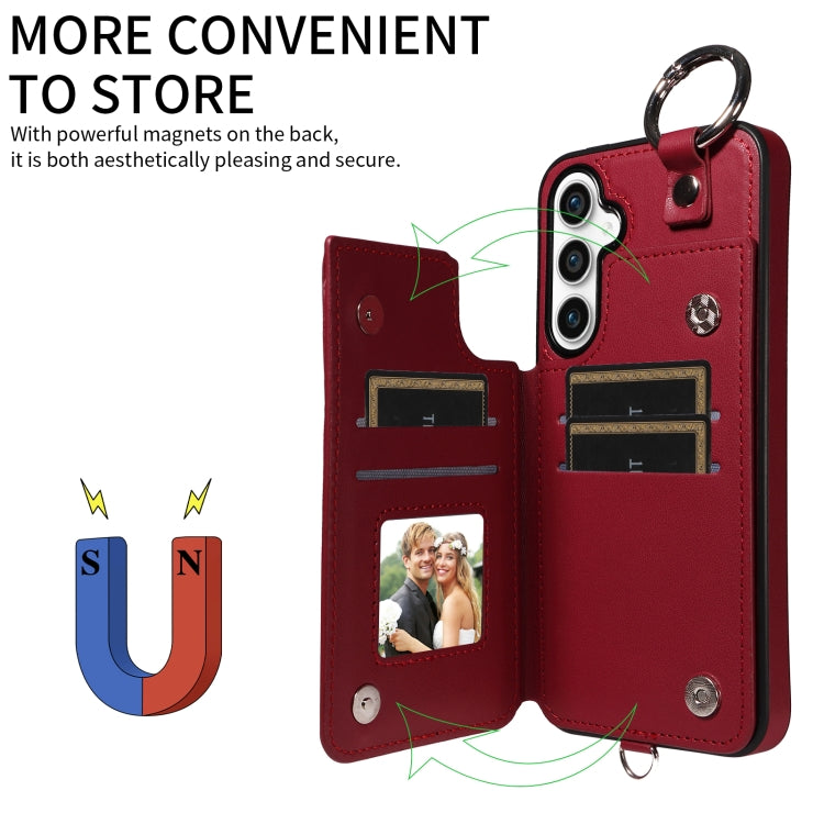 For Samsung Galaxy S23 FE 5G Rhombic Texture Card Bag Phone Case with Short Lanyard