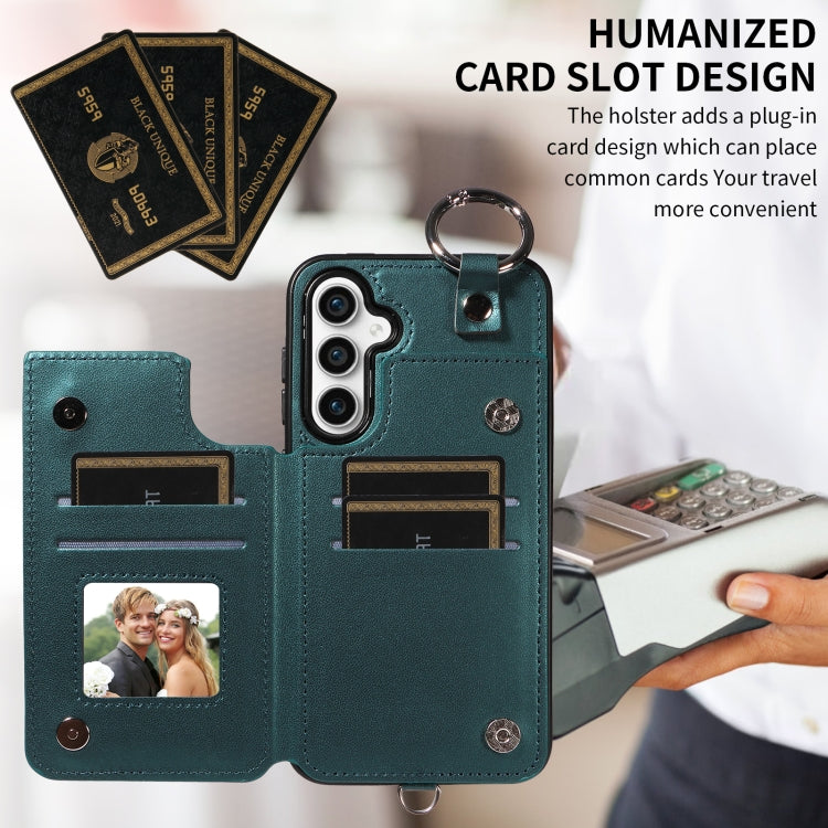 For Samsung Galaxy S23 FE 5G Rhombic Texture Card Bag Phone Case with Short Lanyard