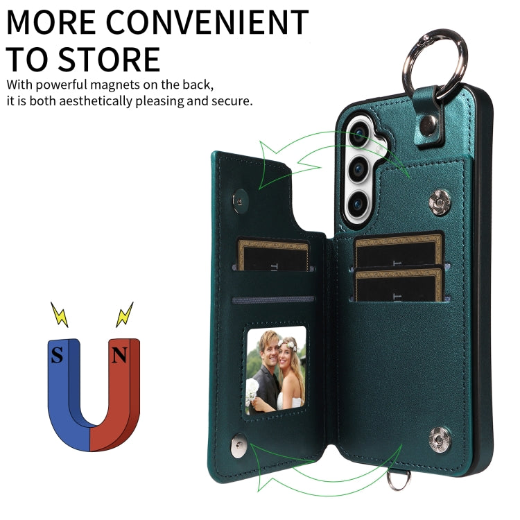 For Samsung Galaxy S23 FE 5G Rhombic Texture Card Bag Phone Case with Short Lanyard