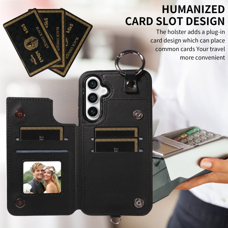 For Samsung Galaxy S23 FE 5G Rhombic Texture Card Bag Phone Case with Short Lanyard