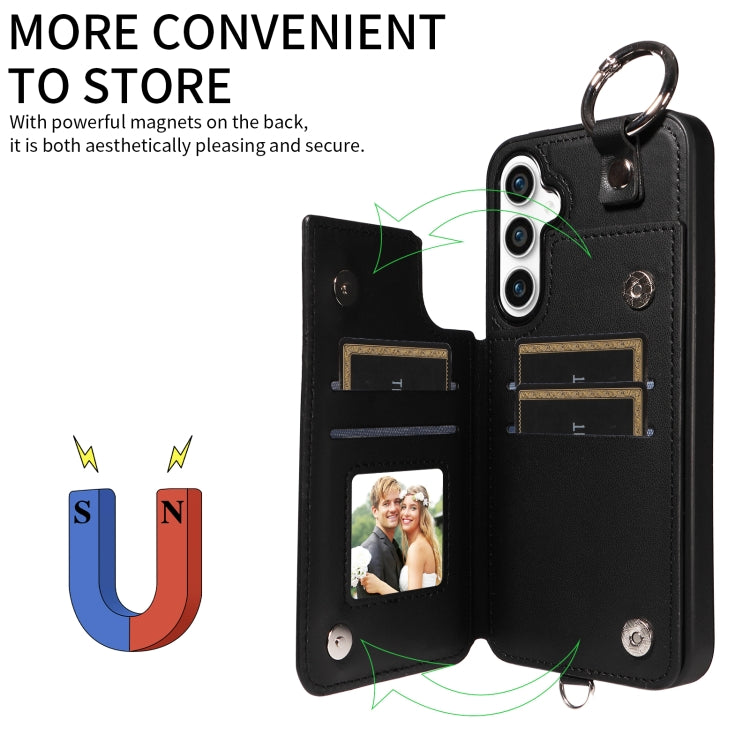 For Samsung Galaxy S23 FE 5G Rhombic Texture Card Bag Phone Case with Short Lanyard