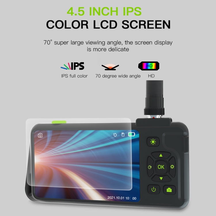 T22 4.5 inch IPS Color Screen 7.9mm Triple Camera Hard Cable Industrial Endoscope, Length:5m - Black