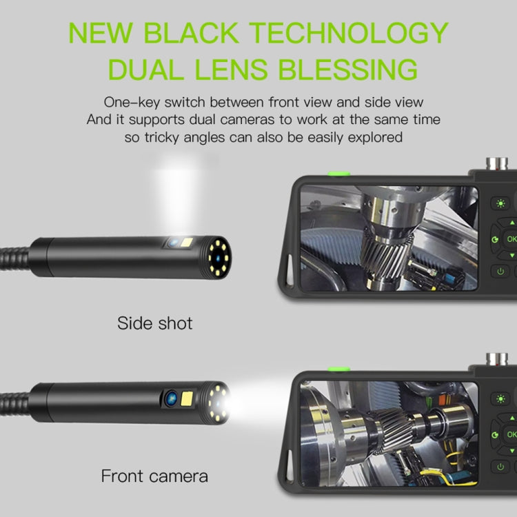 T22 4.5 inch IPS Color Screen 7.9mm Triple Camera Hard Cable Industrial Endoscope, Length:1m - Black