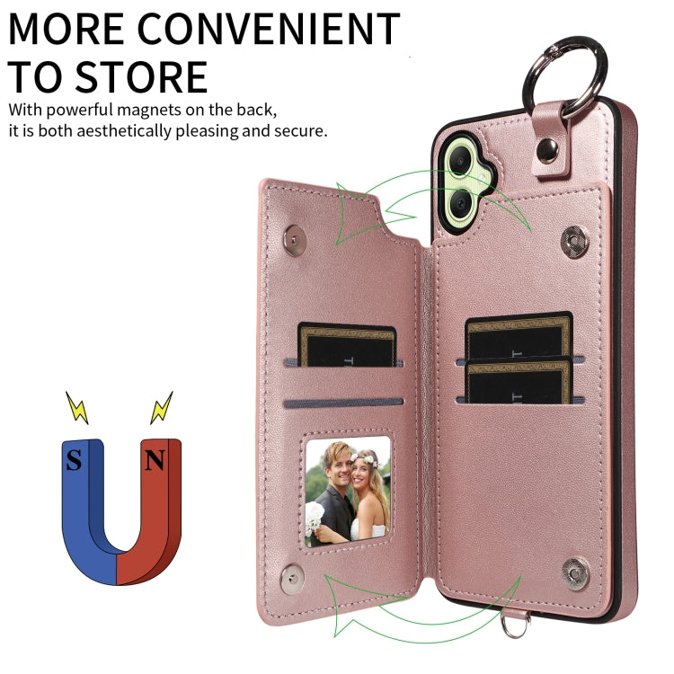 For Samsung Galaxy A05 Rhombic Texture Card Bag Phone Case with Short Lanyard