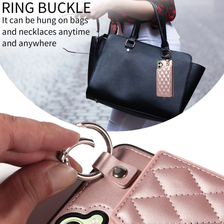 For Samsung Galaxy A05 Rhombic Texture Card Bag Phone Case with Short Lanyard