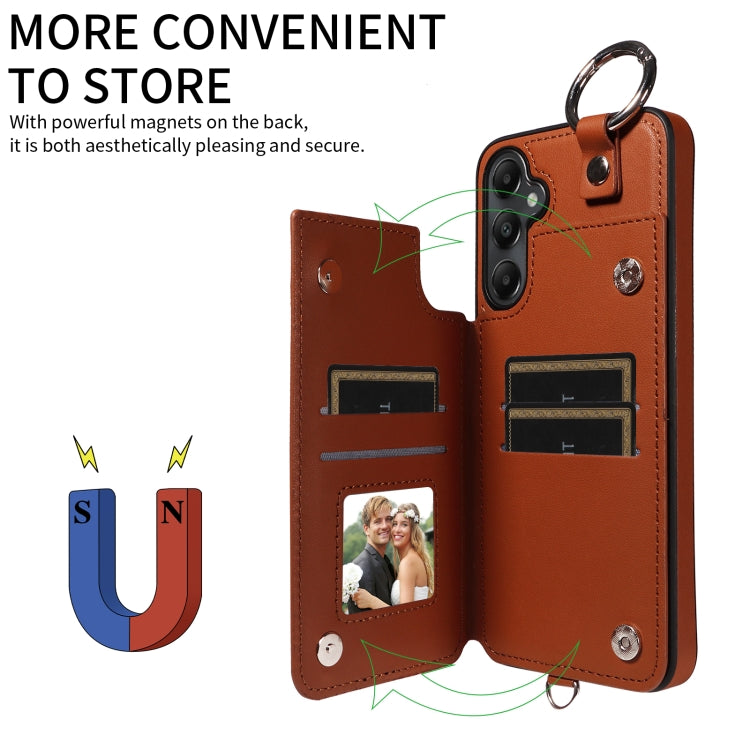 For Samsung Galaxy A05s Rhombic Texture Card Bag Phone Case with Short Lanyard
