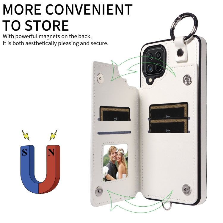 For Samsung Galaxy A12 4G Rhombic Texture Card Bag Phone Case with Short Lanyard
