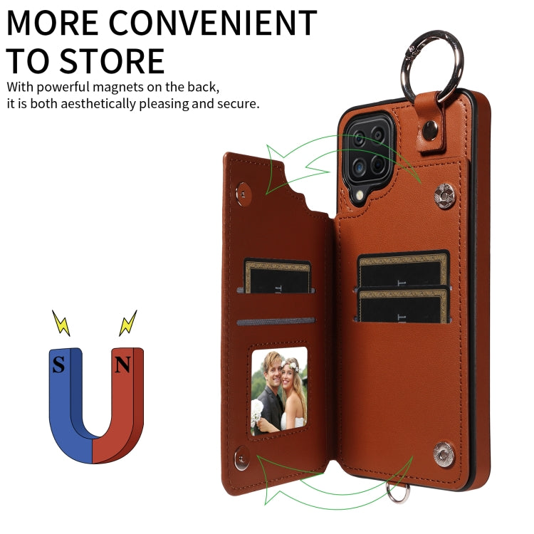 For Samsung Galaxy A12 4G Rhombic Texture Card Bag Phone Case with Short Lanyard