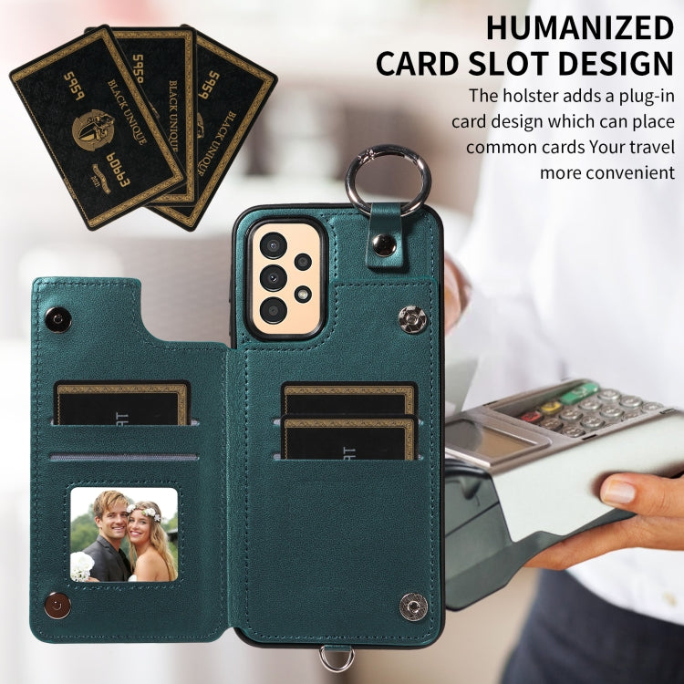 For Samsung Galaxy A13 4G / 5G Rhombic Texture Card Bag Phone Case with Short Lanyard