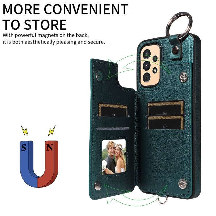 For Samsung Galaxy A13 4G / 5G Rhombic Texture Card Bag Phone Case with Short Lanyard