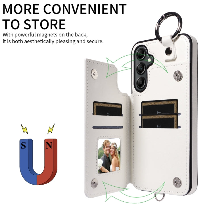 For Samsung Galaxy A14 4G / 5G Rhombic Texture Card Bag Phone Case with Short Lanyard