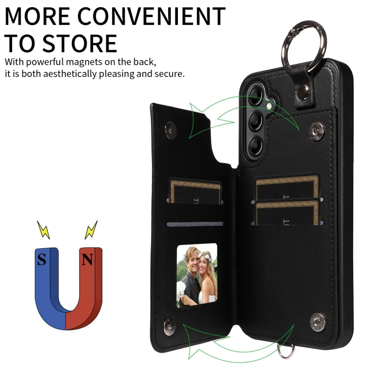 For Samsung Galaxy A14 4G / 5G Rhombic Texture Card Bag Phone Case with Short Lanyard