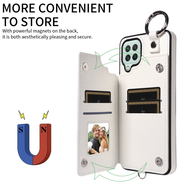 For Samsung Galaxy A22 4G Rhombic Texture Card Bag Phone Case with Short Lanyard