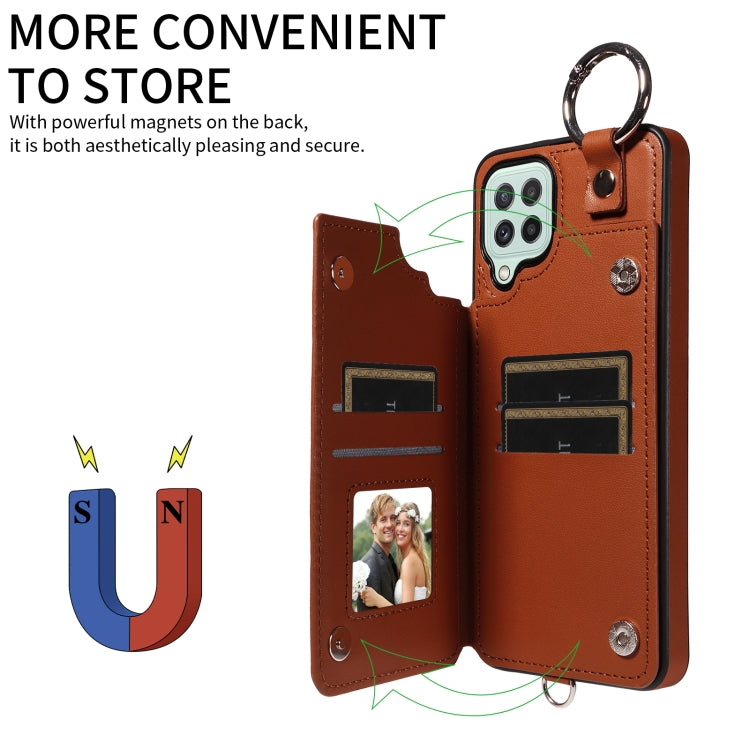 For Samsung Galaxy A22 4G Rhombic Texture Card Bag Phone Case with Short Lanyard