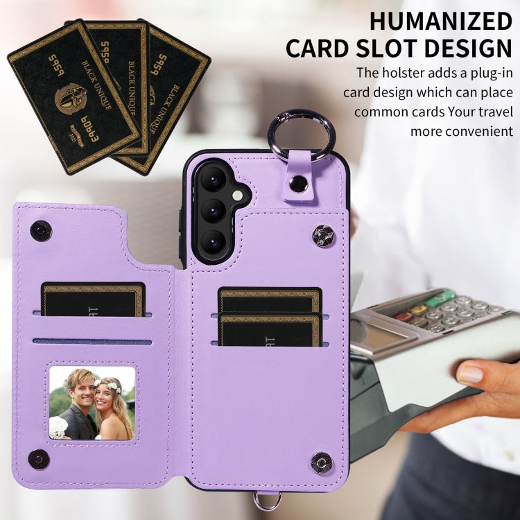 For Samsung Galaxy A24 4G Rhombic Texture Card Bag Phone Case with Short Lanyard