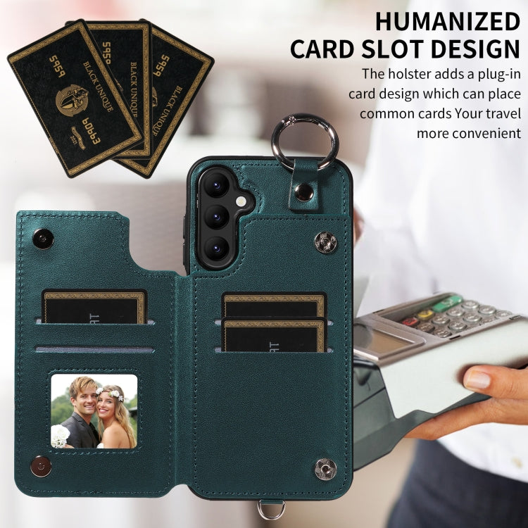 For Samsung Galaxy A24 4G Rhombic Texture Card Bag Phone Case with Short Lanyard