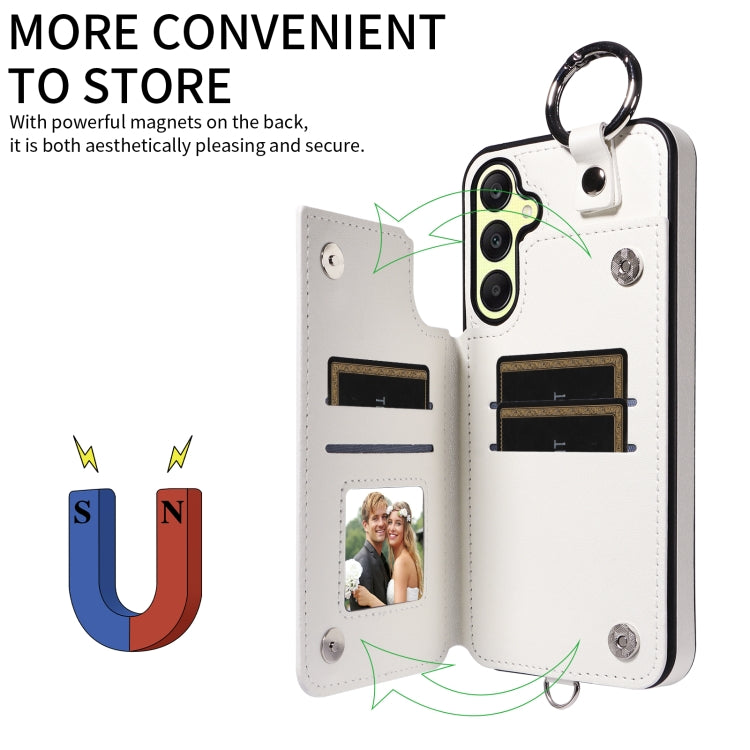 For Samsung Galaxy A25 5G Global Rhombic Texture Card Bag Phone Case with Short Lanyard