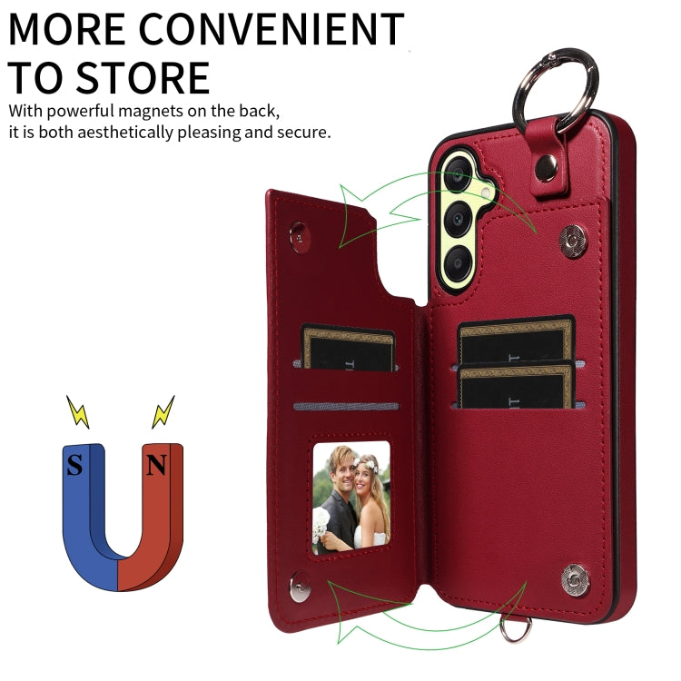 For Samsung Galaxy A25 5G Global Rhombic Texture Card Bag Phone Case with Short Lanyard