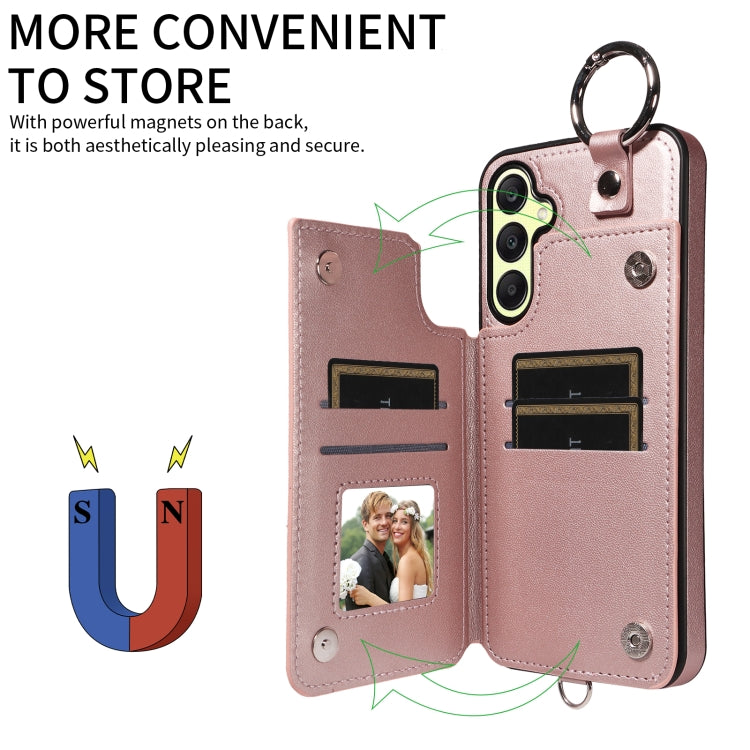 For Samsung Galaxy A25 5G Global Rhombic Texture Card Bag Phone Case with Short Lanyard