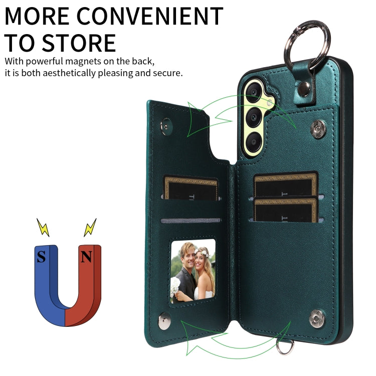 For Samsung Galaxy A25 5G Global Rhombic Texture Card Bag Phone Case with Short Lanyard