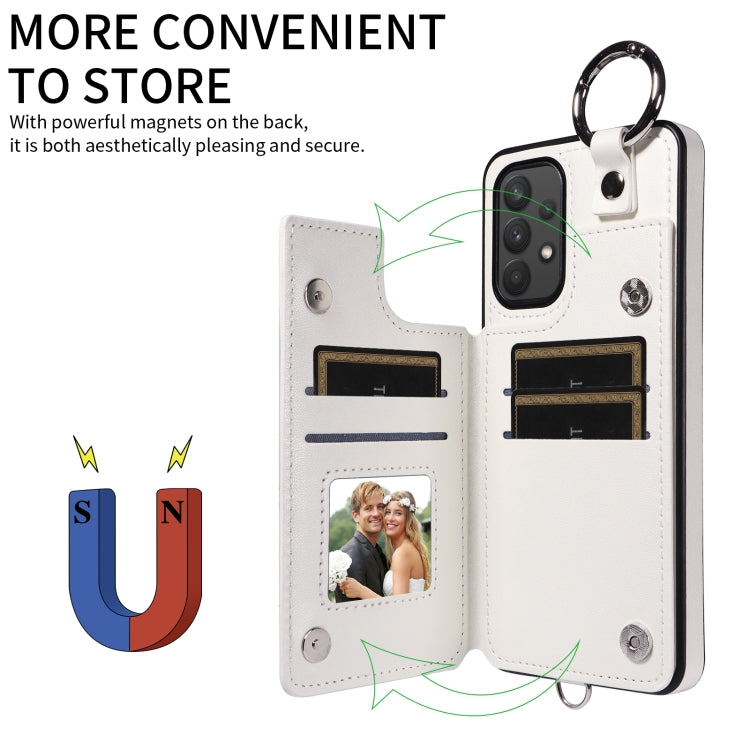 For Samsung Galaxy A32 4G Rhombic Texture Card Bag Phone Case with Short Lanyard