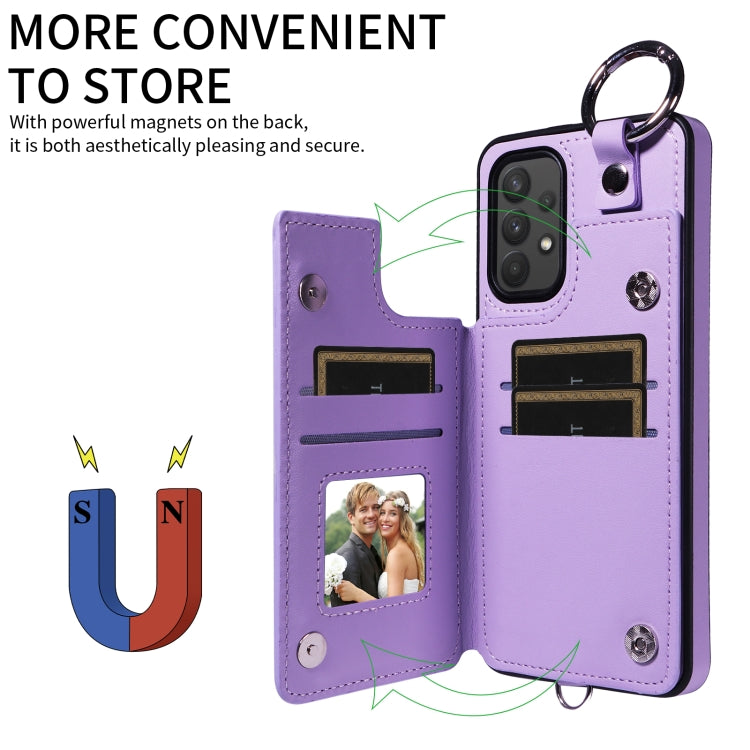 For Samsung Galaxy A32 4G Rhombic Texture Card Bag Phone Case with Short Lanyard