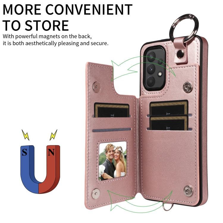 For Samsung Galaxy A32 4G Rhombic Texture Card Bag Phone Case with Short Lanyard