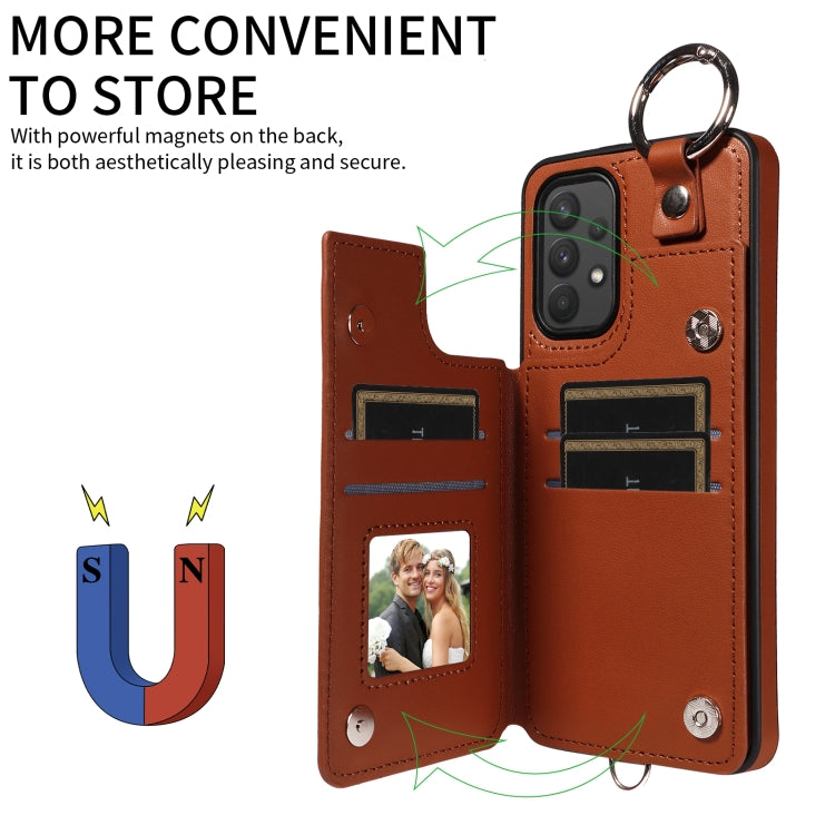 For Samsung Galaxy A32 4G Rhombic Texture Card Bag Phone Case with Short Lanyard
