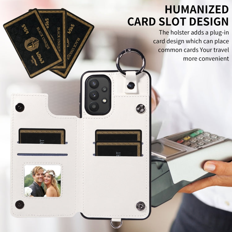 For Samsung Galaxy A32 5G Rhombic Texture Card Bag Phone Case with Short Lanyard