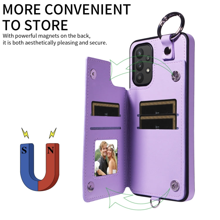 For Samsung Galaxy A32 5G Rhombic Texture Card Bag Phone Case with Short Lanyard
