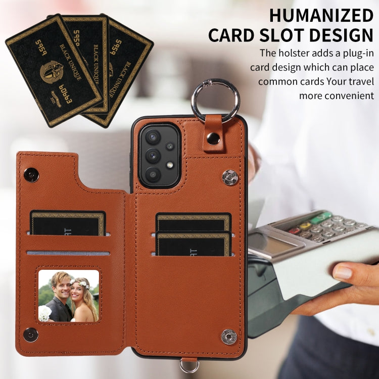 For Samsung Galaxy A32 5G Rhombic Texture Card Bag Phone Case with Short Lanyard